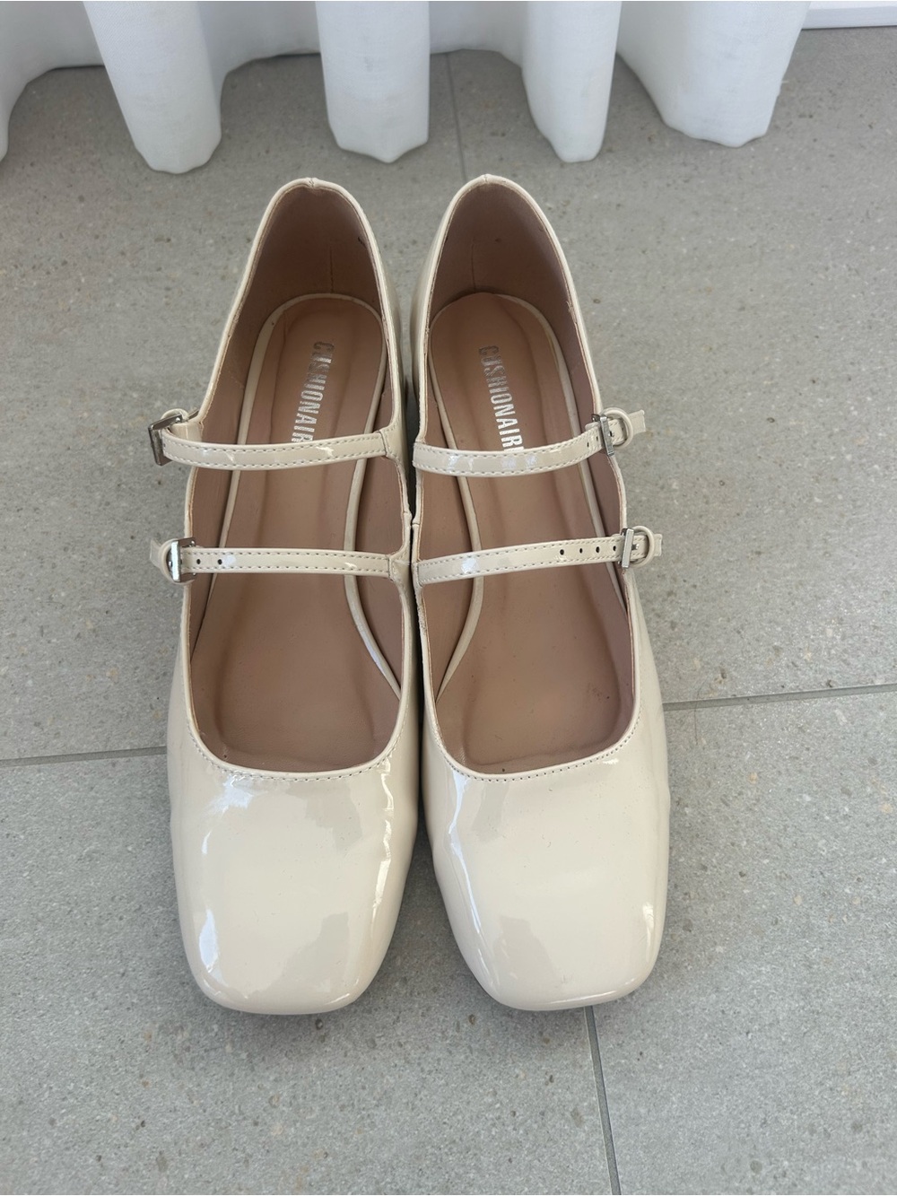 Beautiful Cream Patent Double-Strap Block Heel Mary Janes❤️8.5 - Picture 3 of 10
